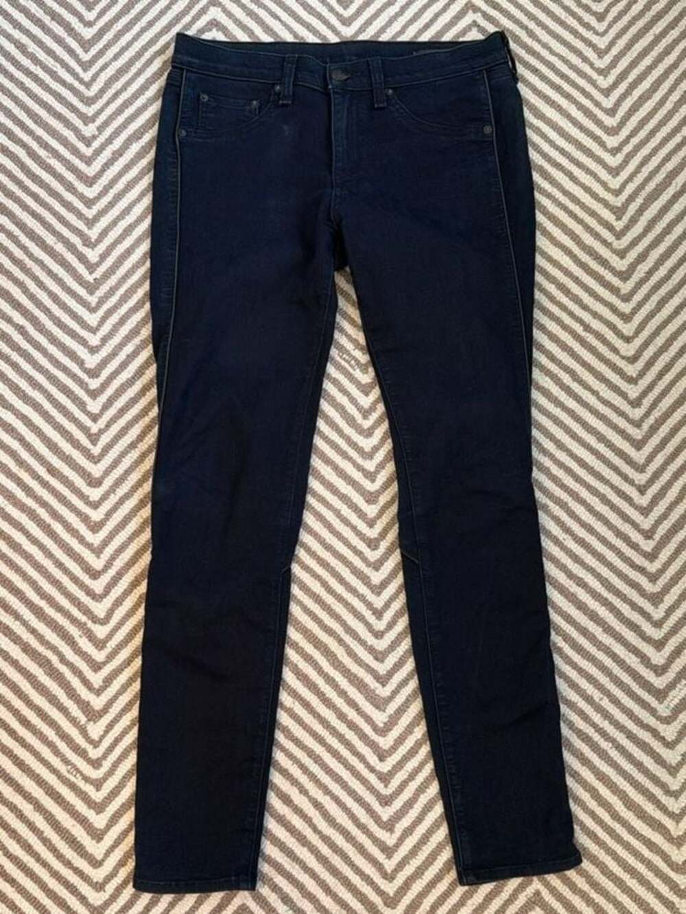 Rag & Bone Midnight Blue Skinny Jeans with Lamb Leather Trim size 29
